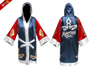 Personalised Kids Boxing Robe : KNFIRKID-143-Red-Navy