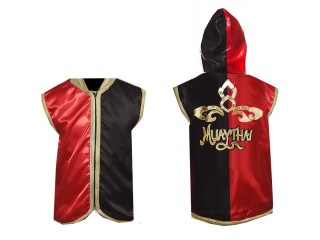 Custom Muay Thai Hoodies : KNHOD-121-Red-Black