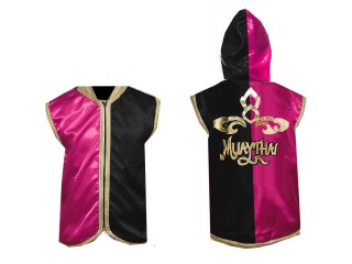 Custom Muay Thai Hoodies : KNHOD-121-Rose-Black