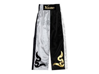 Custom kickboxing pants : KNPANTS-002-White-Black