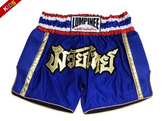 Lumpinee Child Retro Muay Thai Shorts : LUMRTO-006-Blue-K