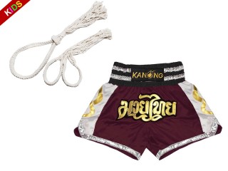 Kids Set - Mongkol Prajead set with Muay Thai Shorts : Mongkol-Boran-147-Maroon