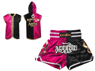 Customize Muay Thai Hoodies and Muay Thai Shorts : 143-Rose-Black