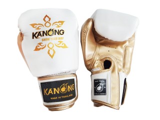 Kanong Muay Thai Boxing Gloves : Thai Power White/Gold