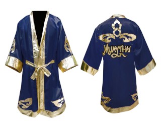 Peronalized Muay Thai Boxing Robe : Navy Lai Thai