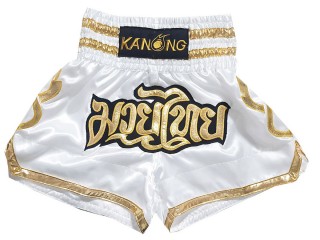 Kanong Thailand Kick boxing Shorts : KNS-121-White