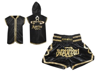 Customize Kanong Muay Thai Hoodies and Muay Thai Shorts : 121 Black