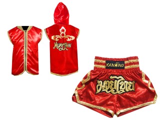 Customize Kanong Muay Thai Hoodies and Muay Thai Shorts : 121 Red