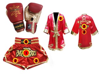 Boxing Gloves , Custom Muay Thai Shorts , Custom Boxing Robe : Red Lai Thai