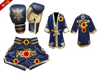 Kanong Custom Muay Thai Bundle for Kids (7-13 years old) : Navy Lai Thai