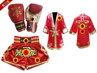 Kanong Customoize Muay Thai Bundle for Kids (7-13 years old) : Red Lai Thai