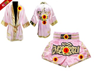 Personalize Kanong Boxing Robe and Muay Thai Shorts for Kids : 121-Pink