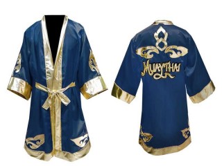 Personalised Kids Muay Thai Robe : Navy Lai Thai