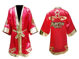 KANONG personalize Kids Muay Thai Fight Robe : Red Lai Thai