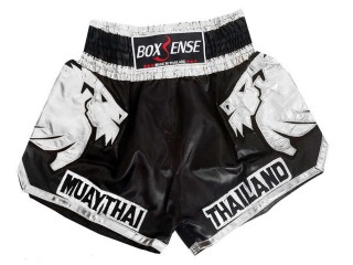 Boxsense Lion Black Muay Thai Boxing shorts : BXS-303