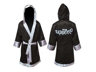 Customize Kanong Boxing Robe with hood : Black