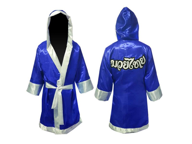Customize Kanong Boxing Robe with hood : Blue