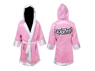 Peronalized Pink Boxing Robe with hood : Pink