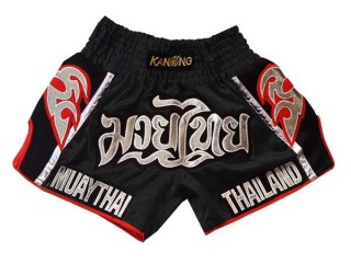 Kanong Retro Muay Thai Shorts : KNSRTO-207-Black