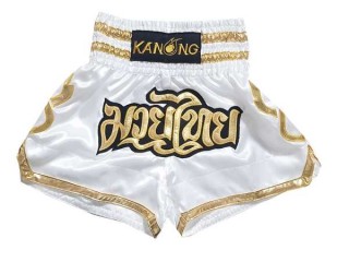 Kanong Muay Thai boxing Shorts : KNS-121-White