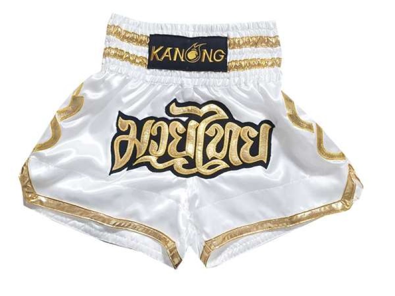 Kanong Muay Thai boxing Shorts : KNS-121-White