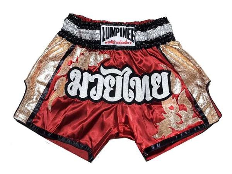 Lumpinee Muay Thai Boxing shorts : LUM-043-Red | MuayThaiArt.com