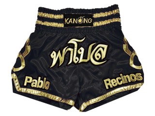 Custom Black Boxing Shorts, Personalized Boxing Pants : KNBXCUST-2001