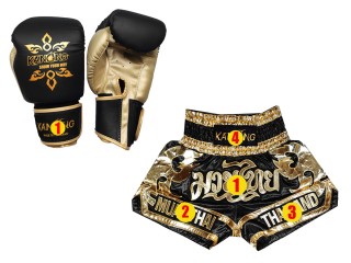 Customised Muay Thai Shorts and Personalised Boxing Gloves Set