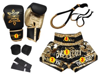 Customised Boxing Gloves and Muay Thai Shorts Set with Full Gear