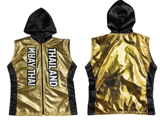 Custom Muay Thai Hoodies : KNHOD-004-Gold-Black