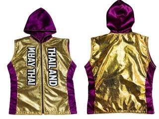 Custom Muay Thai Hoodies : KNHOD-004-Gold-Violet