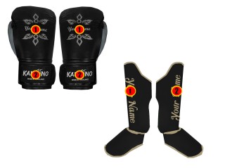 Custom Boxing Gloves + Custom Muay Thai Shin Guards
