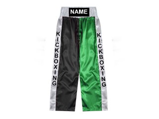 Custom kickboxing pants : KNPANTS-001-Black-Green