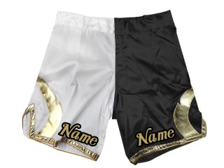 Customize MMA shorts : White-Black