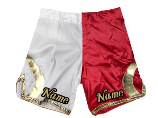 Custom MMA shorts : White-Red