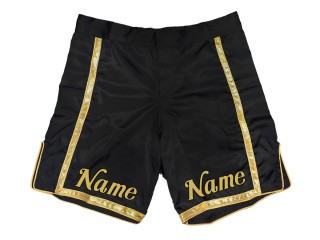 Custom MMA shorts with name  : Black-Gold