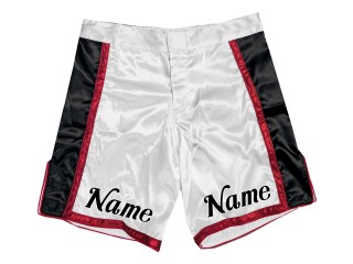Custom design MMA shorts with name : White-Red