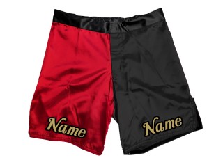 Custom design MMA shorts with name : Red-Black