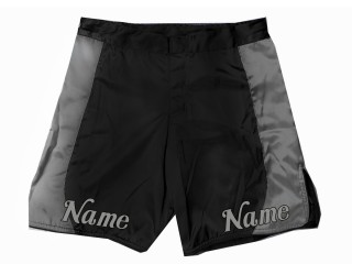 Personalize MMA shorts with name : Black-Grey