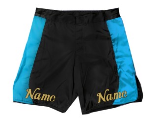 Personalize design  MMA shorts with name : Black-Skyblue