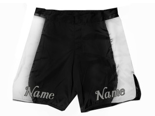 Custom design MMA shorts with name : Black-White