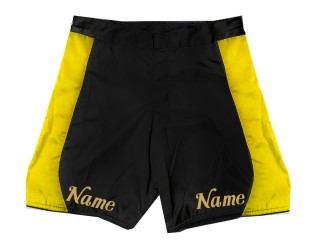 Custom MMA shorts with name : Black-Yellow
