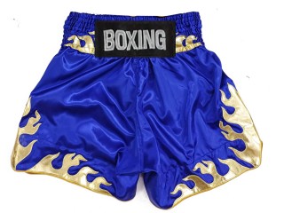 Personalized Black Boxing Shorts , Boxing Pants : KNBSH-038-Blue