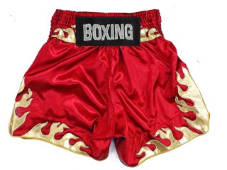 Personalized Black Boxing Shorts , Boxing Pants : KNBSH-038-Red