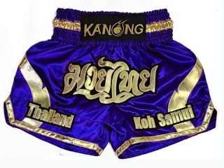 Customize Blue Thailand Flame Muay Thai Shorts : KNSCUST-1201