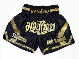 Personalise Black and Red Muay Thai Shorts : KNSCUST-1202