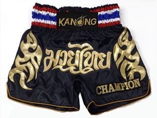 Personalise Black and Red Muay Thai Shorts : KNSCUST-1206