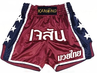 Personalise Black and Red Muay Thai Shorts : KNSCUST-1208
