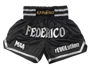 Personalise Black and Red Muay Thai Shorts : KNSCUST-1215