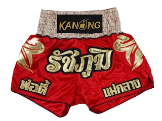 Personalise Black and Red Muay Thai Shorts : KNSCUST-1223
